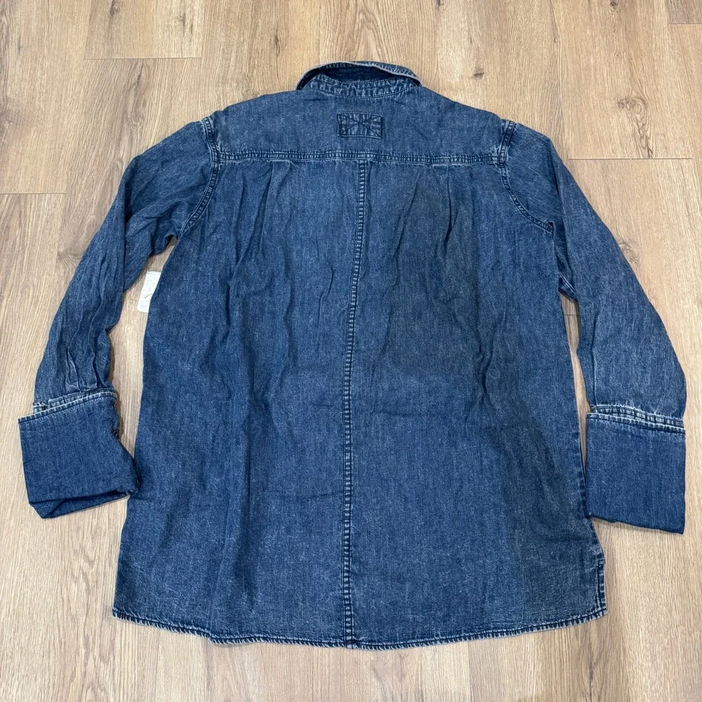 Free People We The Free After Hours Denim Top Montauk Wash Size XS NWT Oversized - Picture 11 of 11